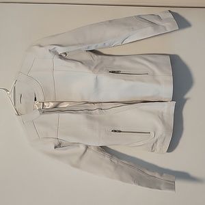 Women white leather jacket